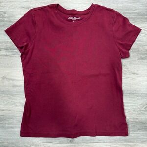 Eddie Bauer Womens Burgundy Red‎ Short Sleeve Crew Neck T-Shirt